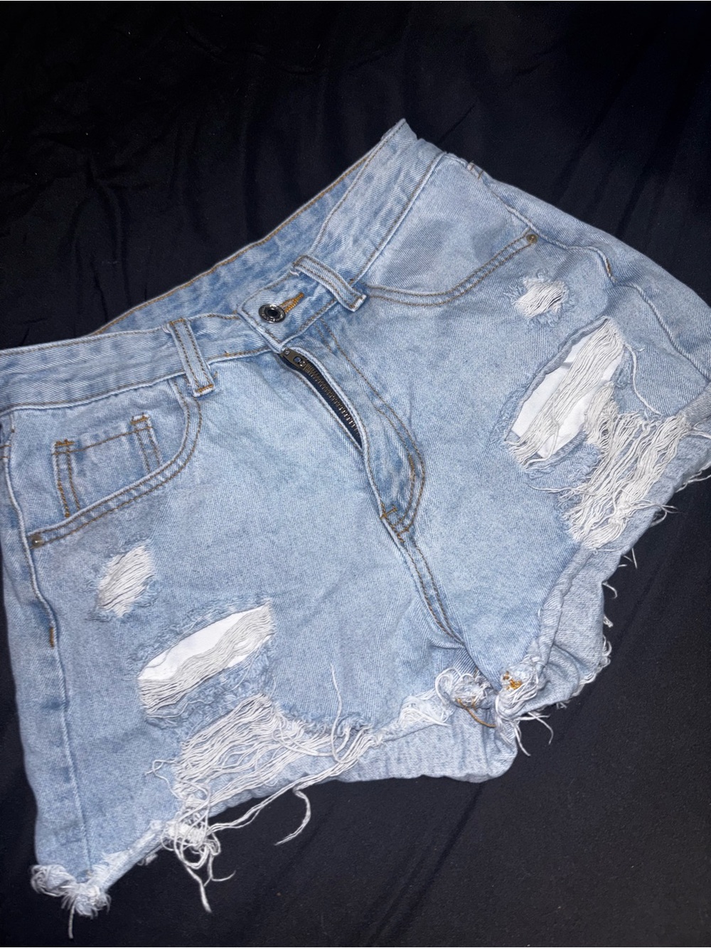 SHEIN Light Blue Distressed Denim Cutoff Shorts